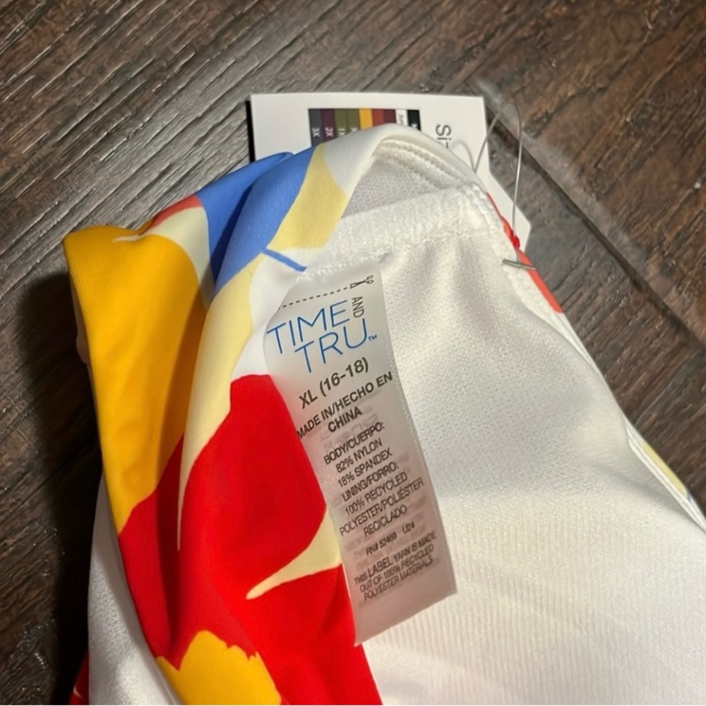 Time and Tru Floral Bikini Top - Red, Yellow, Purple - Picture 11 of 11
